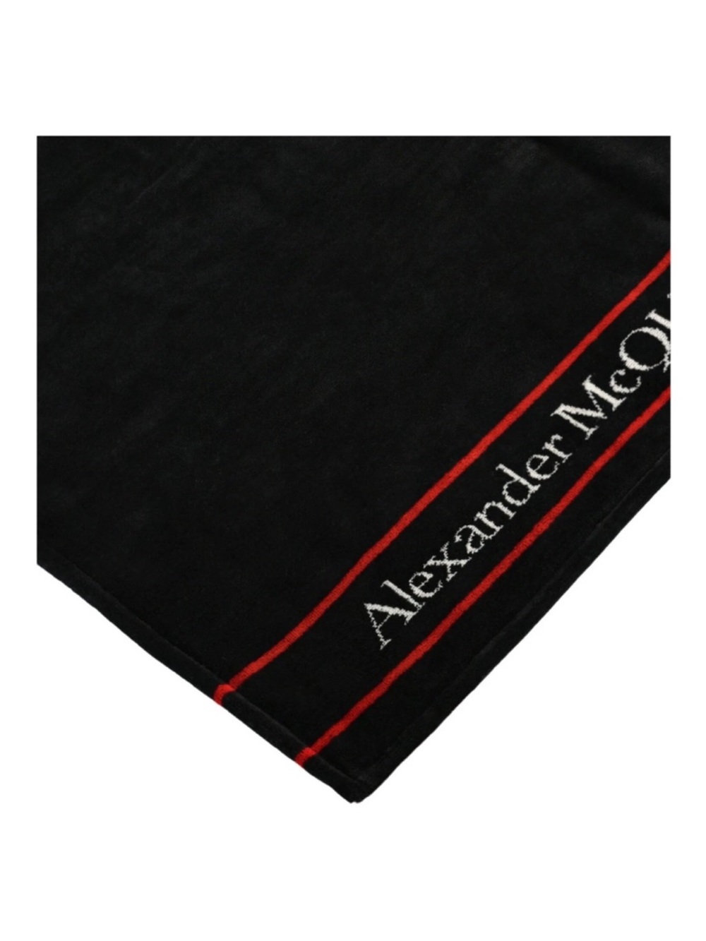 Alexander McQueen Black Beach Towel with Red Trim